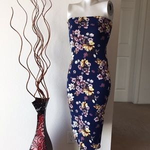 Strapless floral tube dress